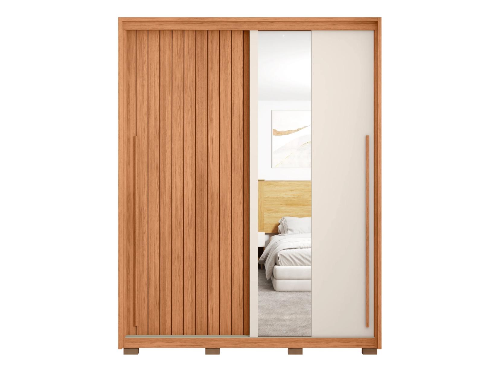 ROUPEIRO CAEMMUN MOVIMENT 1.78 100% MDF C/ ESPELHO L:178XA:231XP:058 - FREIJO/OFF WHITE