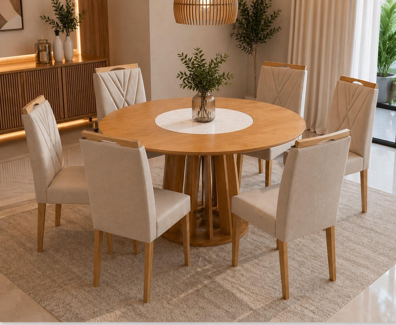 SALA DE JANTAR VALDEMOVEIS COM 6 CADEIRAS