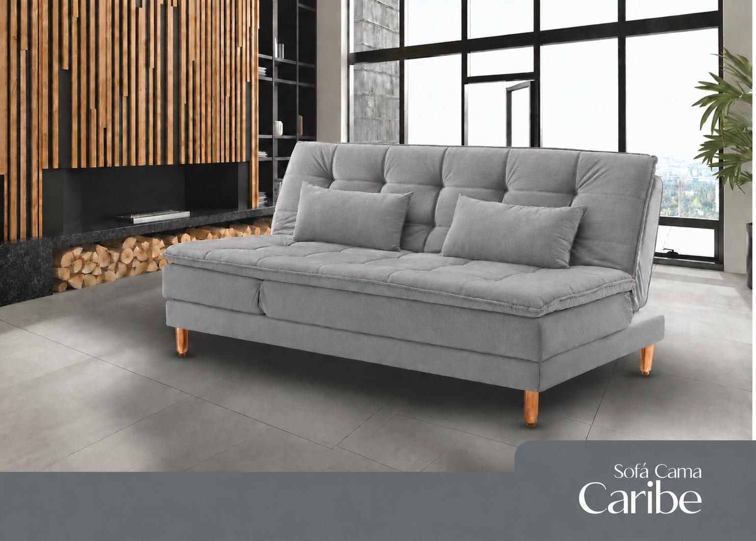 SOFA CAMA JOLITHI CARIBE 190CM CINZA