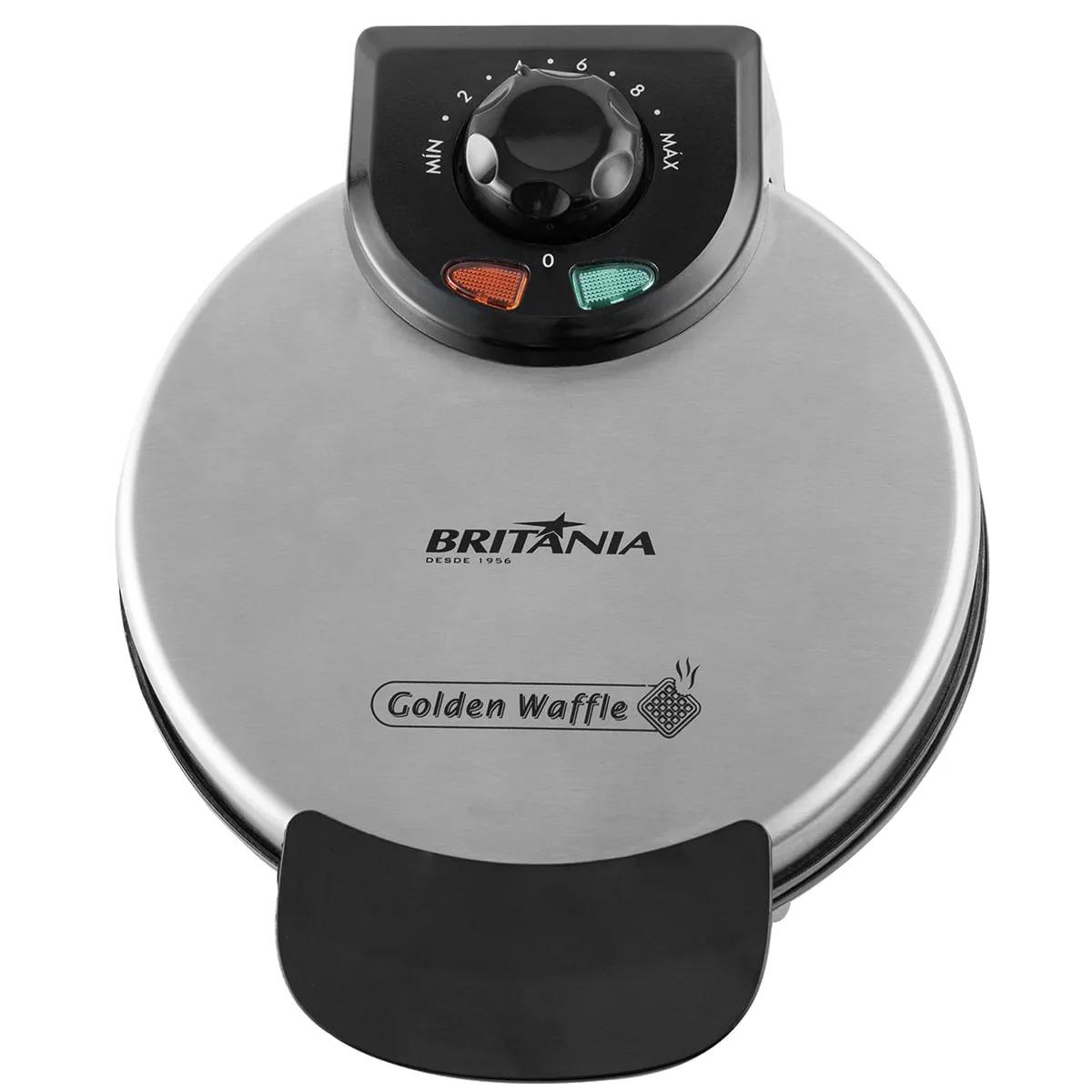 MÁQUINA DE WAFFLE BRITANIA GOLDEN ACABAMENTO EM INOX 850W 220V