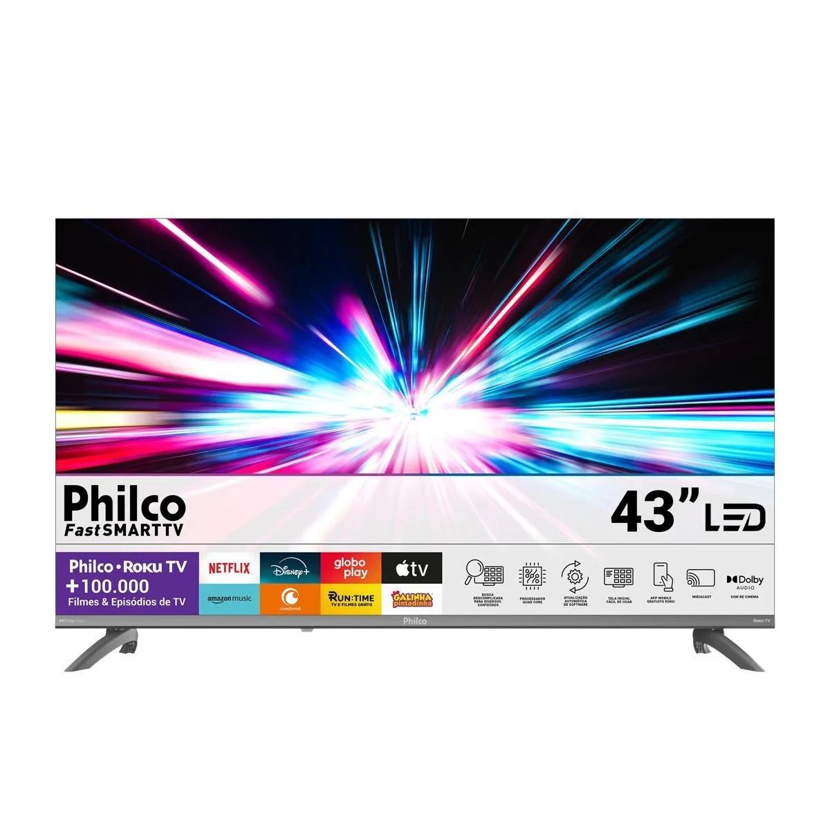 SMART TV 43" PHILCO ROKU TV HDR10 DOLBY AUDIO P43KRA - BIVOLT
